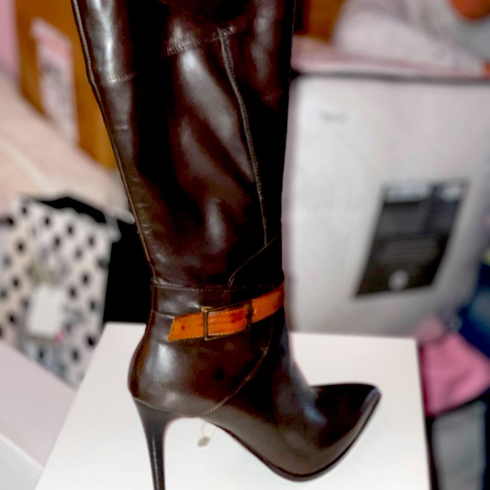 Denouee Brown Mid Calf boot